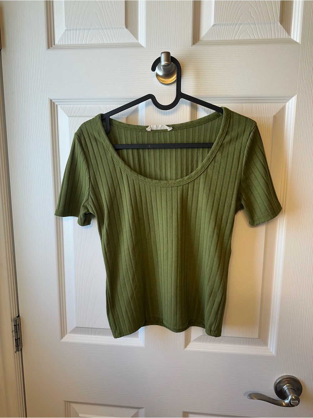 Olivia Rae Olive Ribbed Scoop Crop Top
